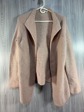 Boden Pink‎ Beige Wool Alpaca Nylon Open Front Sweater Cardigan Sz 10